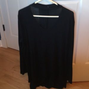 Long sleeve shirt with cutout neckline.